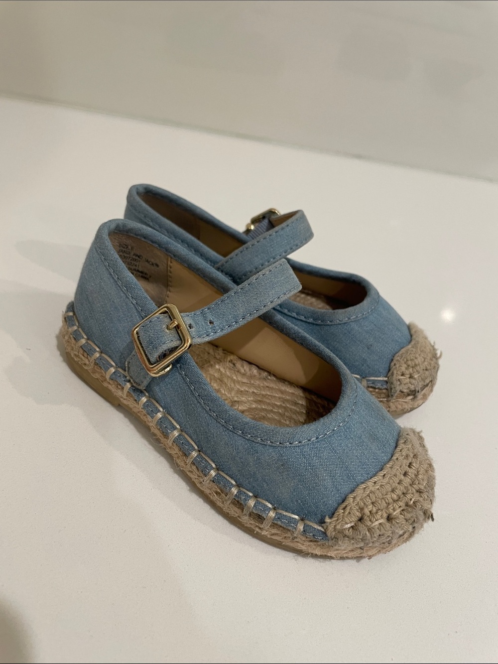 Janie and Jack Light Blue Mary Jane Espadrille Kids Shoes Toddler size 6 - Picture 2 of 6